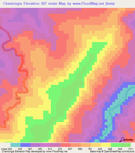 Chantongia,India Elevation Map