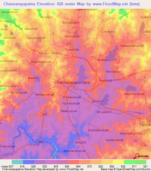 Channarayapatna,India Elevation Map