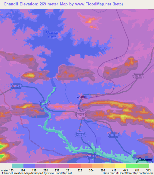 Chandil,India Elevation Map