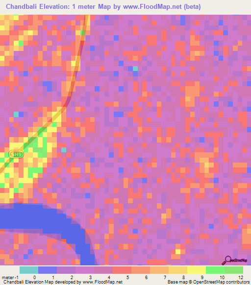 Chandbali,India Elevation Map