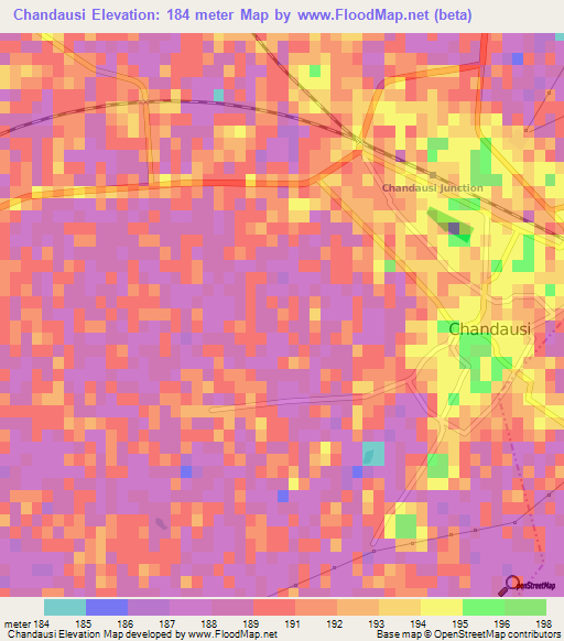 Chandausi,India Elevation Map