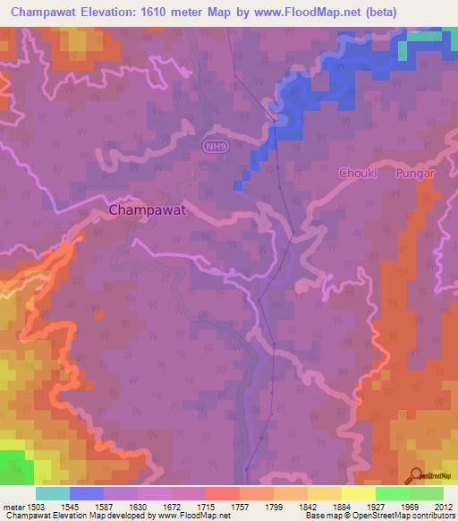 Champawat,India Elevation Map