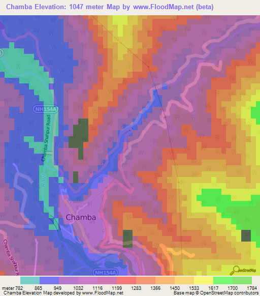 Chamba,India Elevation Map