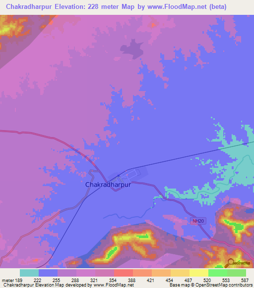 Chakradharpur,India Elevation Map