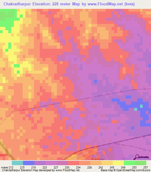 Chakradharpur,India Elevation Map