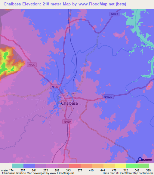 Chaibasa,India Elevation Map