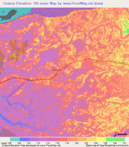 Chabua,India Elevation Map