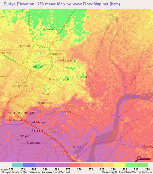 Buriya,India Elevation Map