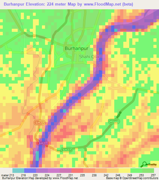 Burhanpur,India Elevation Map