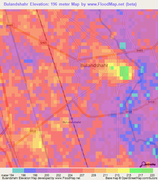 Bulandshahr,India Elevation Map