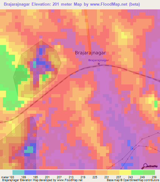 Brajarajnagar,India Elevation Map