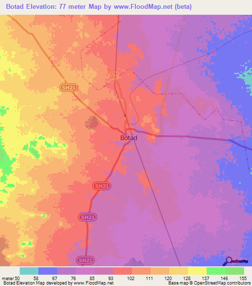 Botad,India Elevation Map