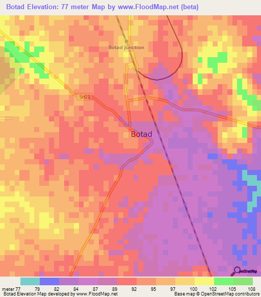 Botad,India Elevation Map