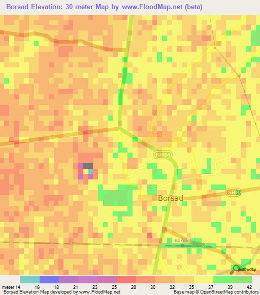 Borsad,India Elevation Map