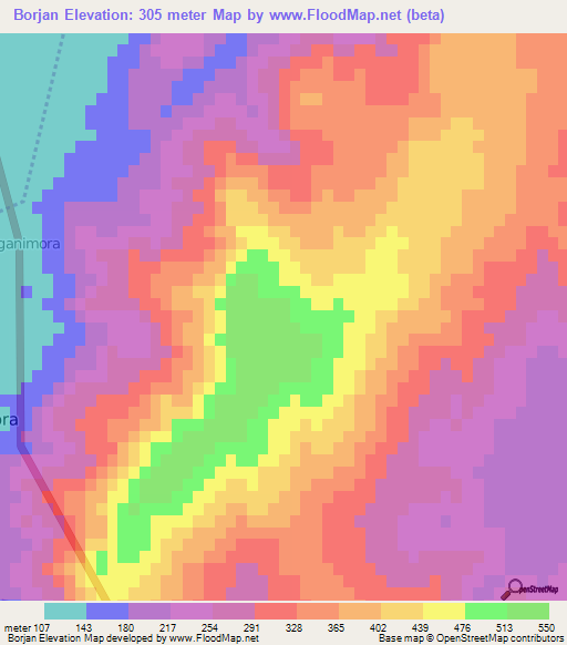 Borjan,India Elevation Map