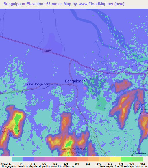 Bongaigaon,India Elevation Map