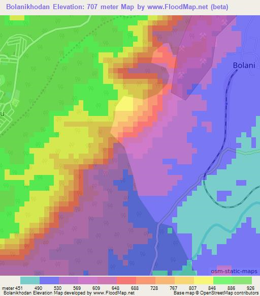 Bolanikhodan,India Elevation Map