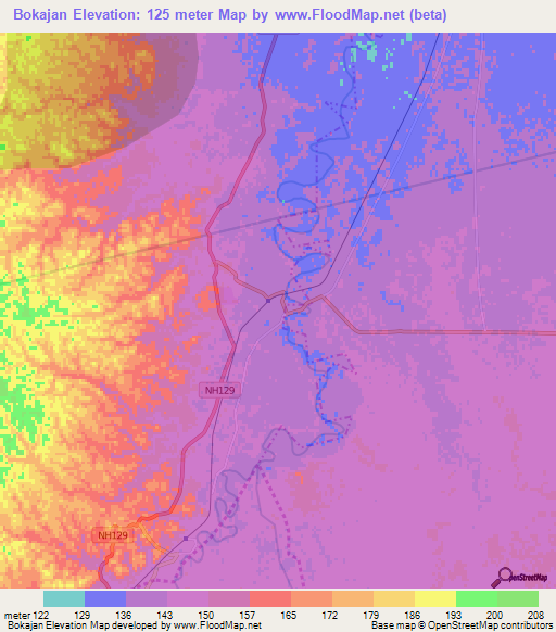 Bokajan,India Elevation Map