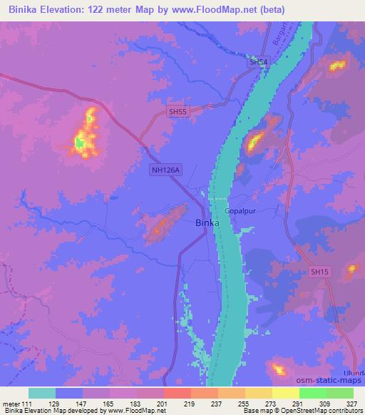 Binika,India Elevation Map