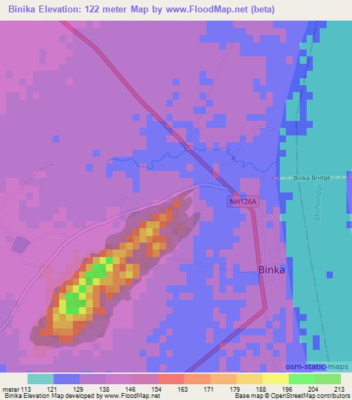 Binika,India Elevation Map