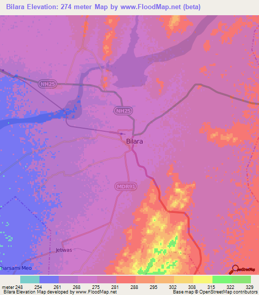 Bilara,India Elevation Map