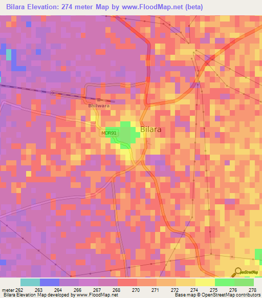 Bilara,India Elevation Map