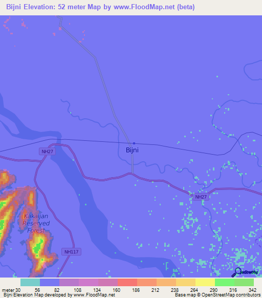 Bijni,India Elevation Map