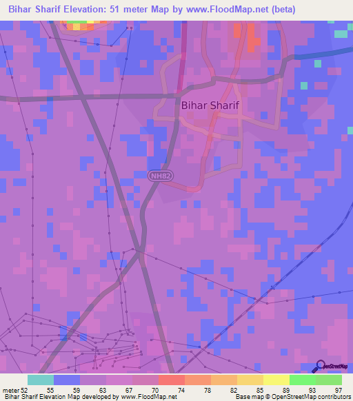 Bihar Sharif,India Elevation Map