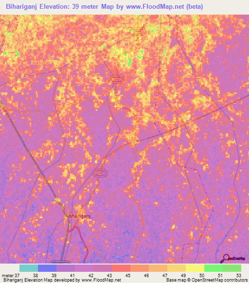 Bihariganj,India Elevation Map
