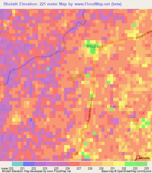 Bholath,India Elevation Map