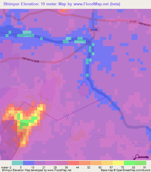 Bhimpur,India Elevation Map