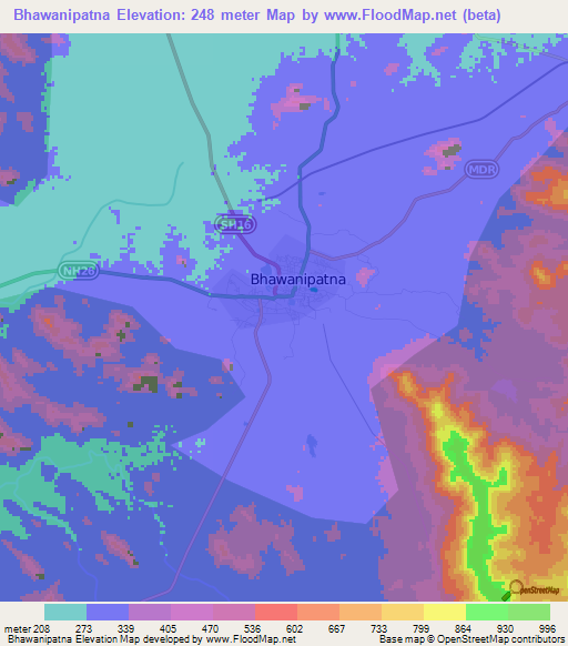 Bhawanipatna,India Elevation Map