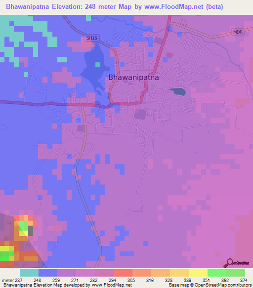 Bhawanipatna,India Elevation Map