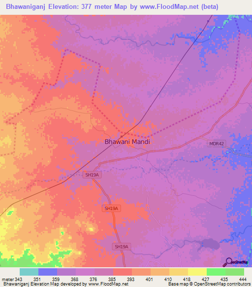 Bhawaniganj,India Elevation Map