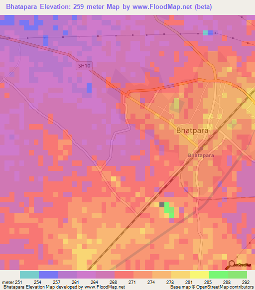 Bhatapara,India Elevation Map
