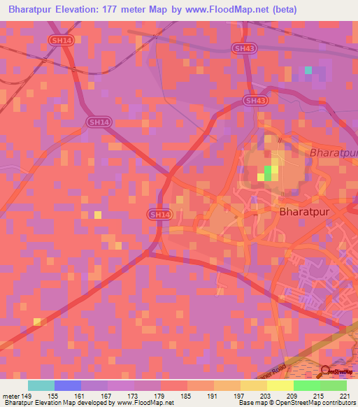 Bharatpur,India Elevation Map