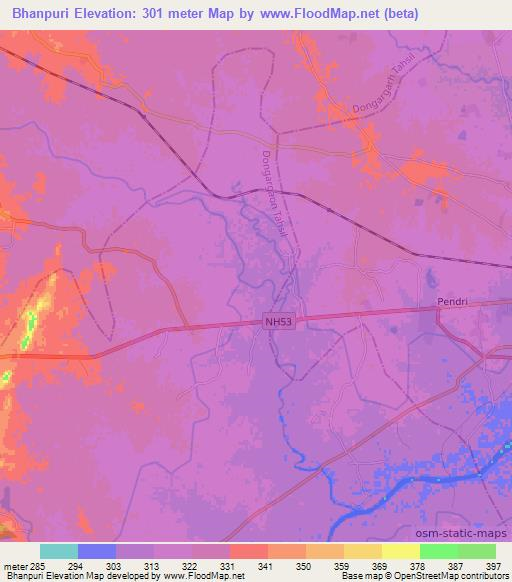 Bhanpuri,India Elevation Map