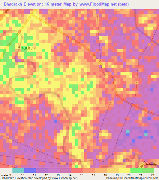 Bhadrakh,India Elevation Map