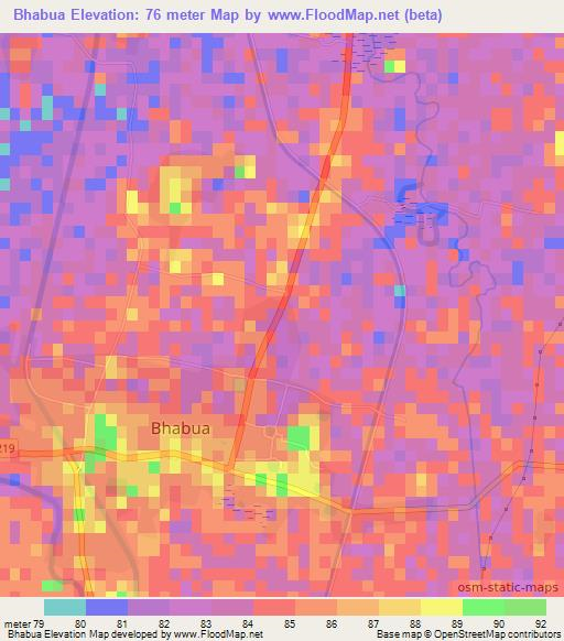 Bhabua,India Elevation Map