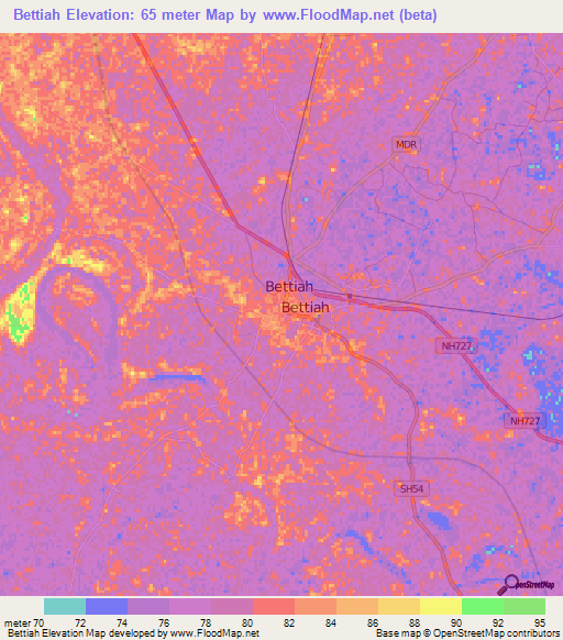 Bettiah,India Elevation Map