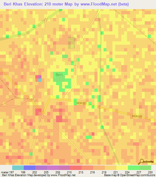 Beri Khas,India Elevation Map