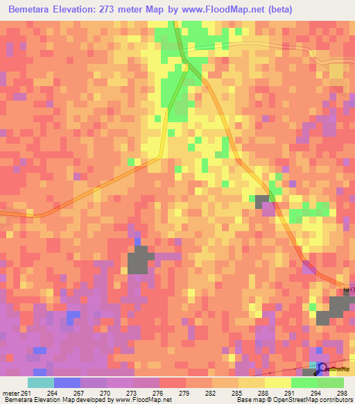Bemetara,India Elevation Map