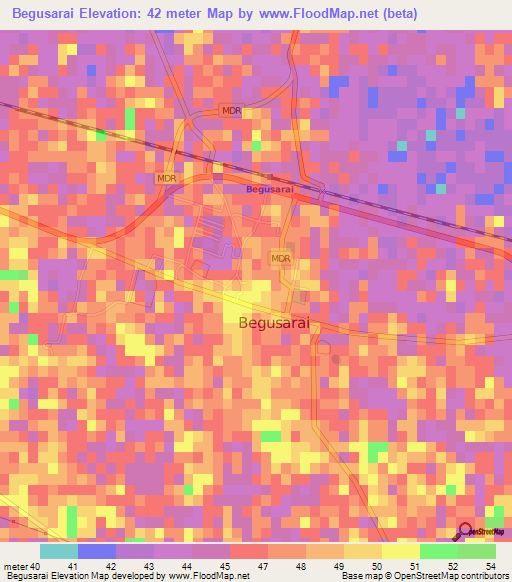 Begusarai,India Elevation Map
