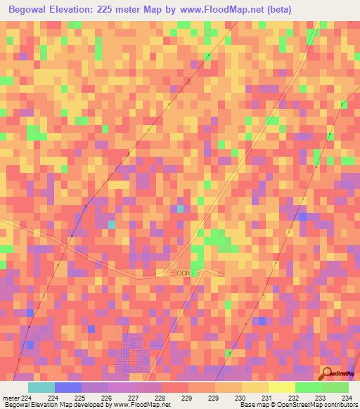 Begowal,India Elevation Map