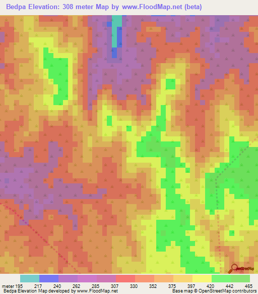 Bedpa,India Elevation Map