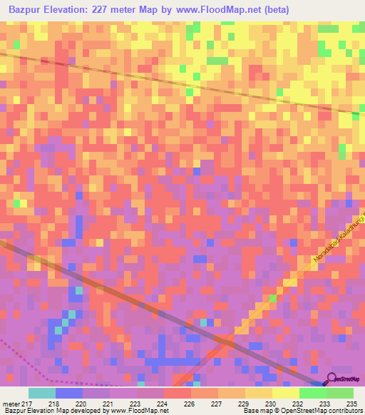 Bazpur,India Elevation Map