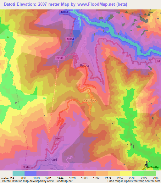Batoti,India Elevation Map