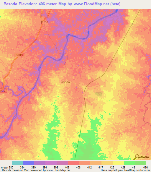 Basoda,India Elevation Map
