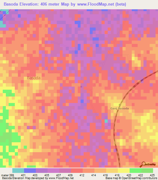 Basoda,India Elevation Map