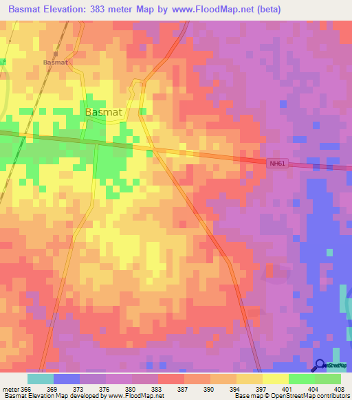 Basmat,India Elevation Map